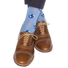 Load image into Gallery viewer, Azure Blue with Green Grass Mid-Calf Socks | Dapper Classics
