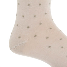 Load image into Gallery viewer, Tan with Taupe Dot Cotton Sock Linked Toe Mid-Calf | Dapper Classics
