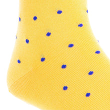 Load image into Gallery viewer, Yolk with Clematis Blue Dot Cotton Sock Linked Toe Mid-Calf | Dapper Classics
