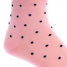 Load image into Gallery viewer, Pink and Navy Dot Cotton Sock Linked Toe Mid-Calf | Dapper Classics
