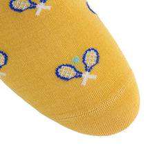 Load image into Gallery viewer, Yolk w/Clematis Blue Tennis Racquet and Green Ball Cotton Sock Linked Toe Mid-Calf | Dapper Classics
