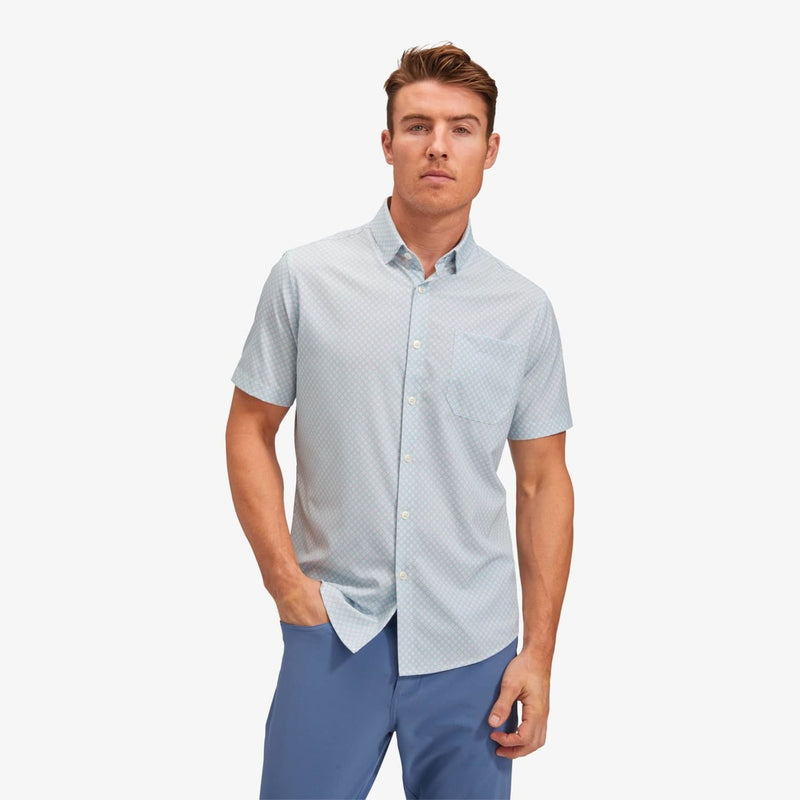 Leeward Dress Shirt - Light Blue Diamond Print | Mizzen+Main