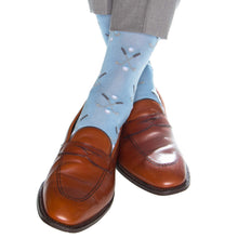 Load image into Gallery viewer, Sky Blue with Steel Gray and Ash/White Golf Club and Ball Cotton Sock Linked Toe Mid-Calf | Dapper Classics
