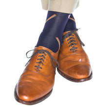 Load image into Gallery viewer, Classic Navy with Red Tipping, White and Red Baseball with Brown and Burnt Orange Bat Cotton Sock Linked Toe Mid-Calf | Dapper Classics
