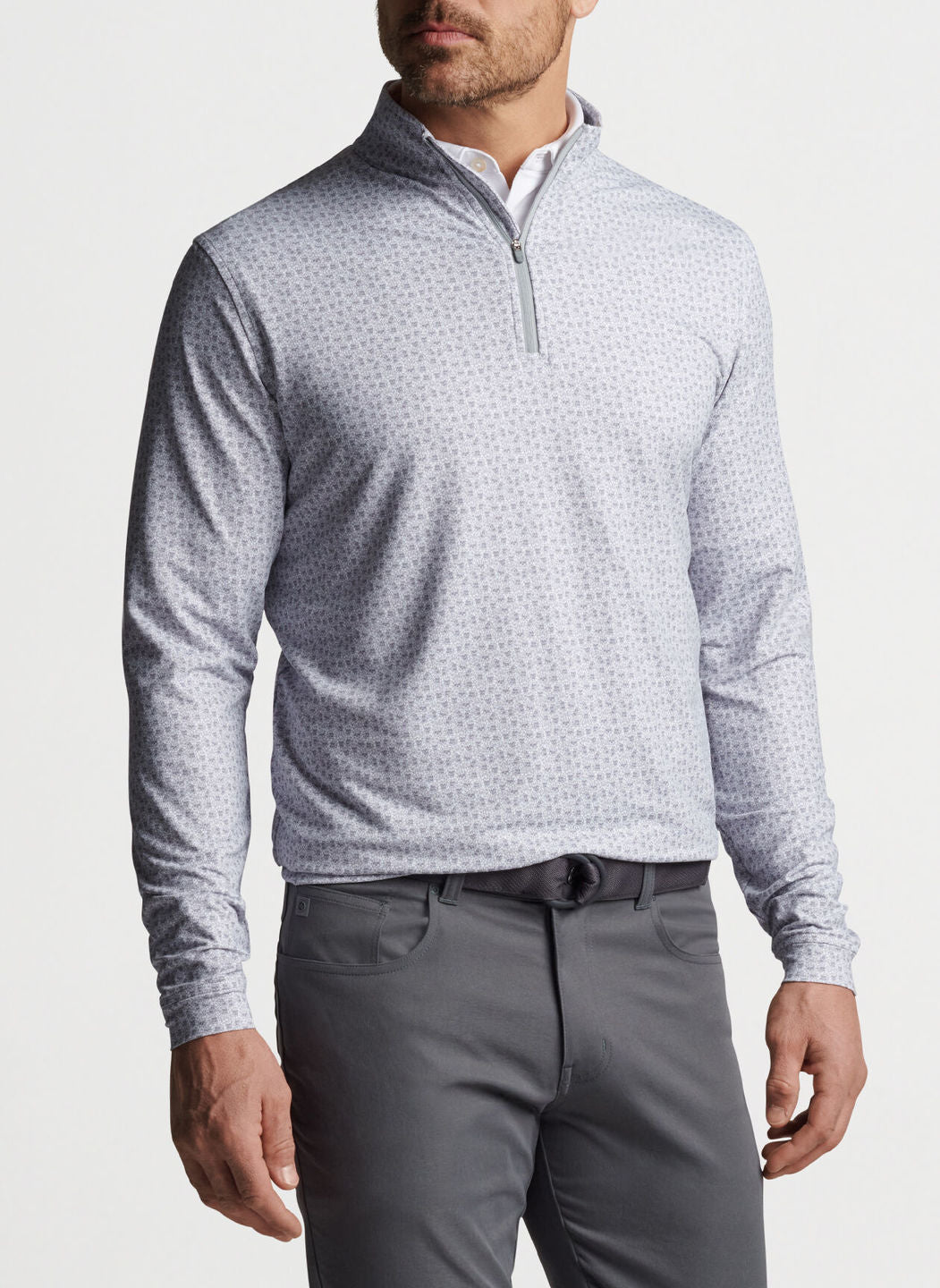 Perth Knock Out Performance Quarter-Zip - White | Peter Millar