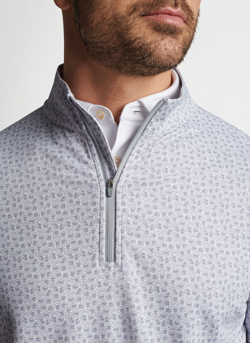 Perth Knock Out Performance Quarter-Zip - White | Peter Millar