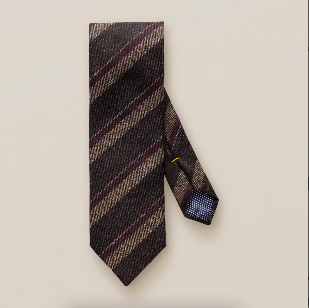Brown Striped Wool Blend Tie - ETON