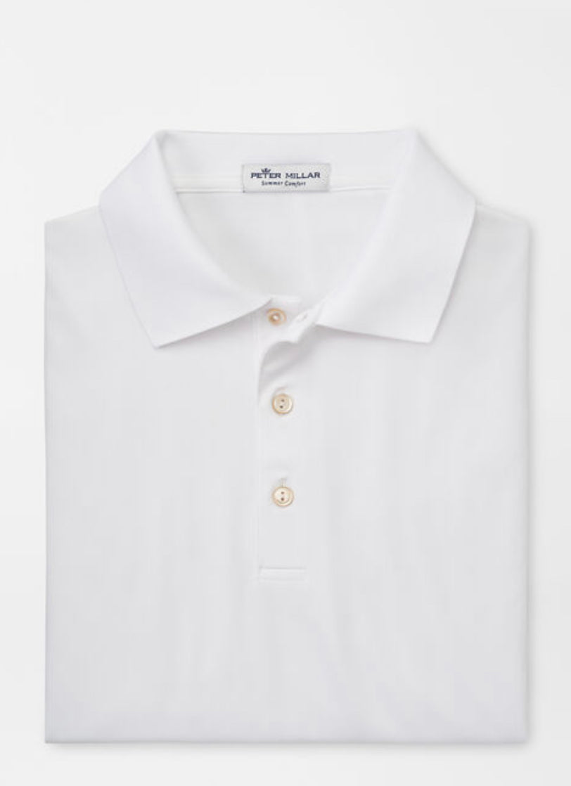 Solid Performance Jersey Polo Knit-Collar - White | Peter Millar