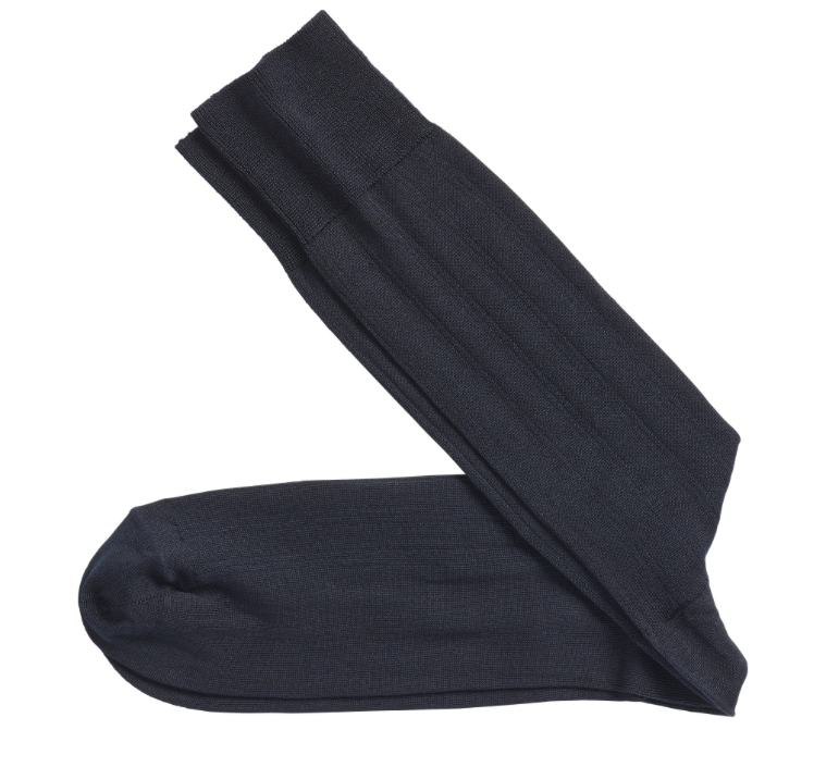 Pima Cotton Ribbed Socks - Navy | Johnston & Murphy