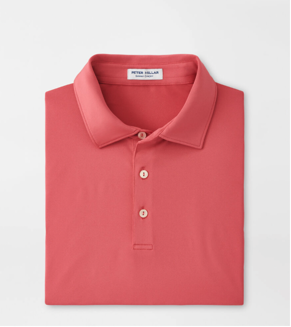 Solid Performance Jersey Polo Sean Self-Collar - Cape Red | Peter Millar