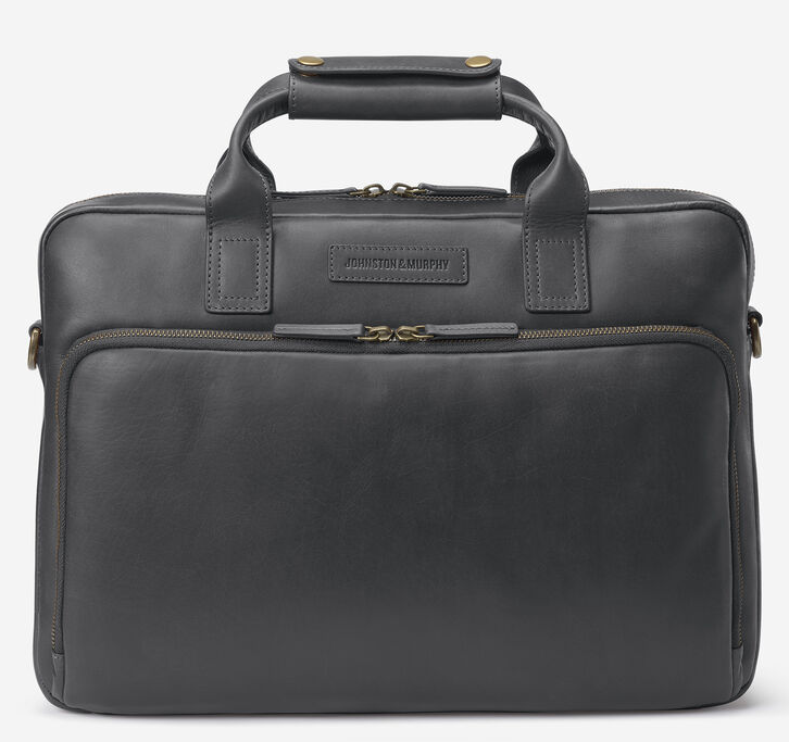 Rhodes Briefcase - Black Leather | Johnston & Murphy