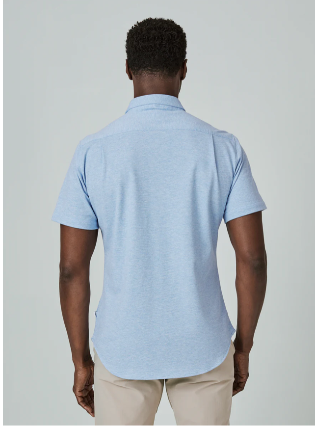 7DIAMONDS Seville Short Sleeve Button-up Shirt - Light Blue
