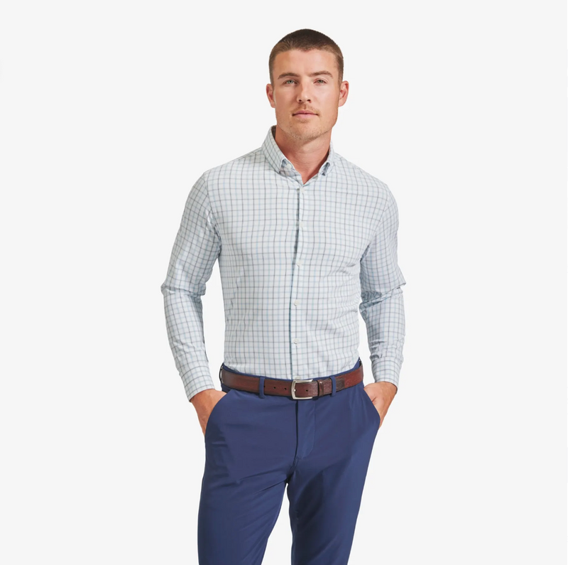Leeward Dress Shirt - White Blue Windowpane | Mizzen+Main