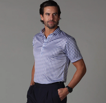 Load image into Gallery viewer, Semi-Spread Collar Polo - Navy Gingham | Collars &amp; Co.
